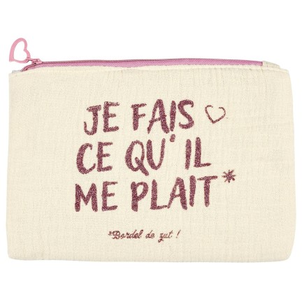 POCHETTE GAZE DE COTON GIRL POWER BLANC
