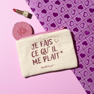 POCHETTE GAZE DE COTON GIRL POWER BLANC