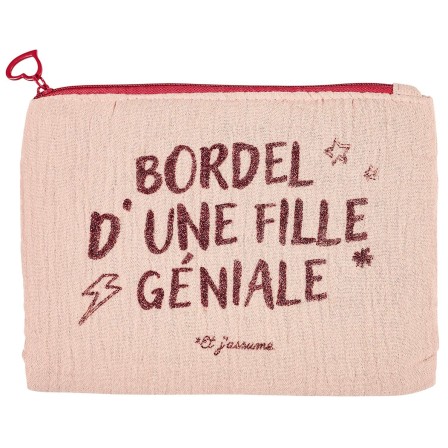 POCHETTE GAZE DE COTON GIRL POWER ROSE