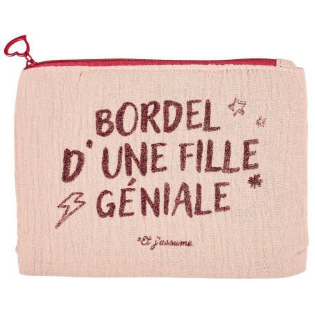 POCHETTE GAZE DE COTON GIRL POWER ROSE