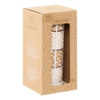 Rack 4 mugs Leopardi 20 cl