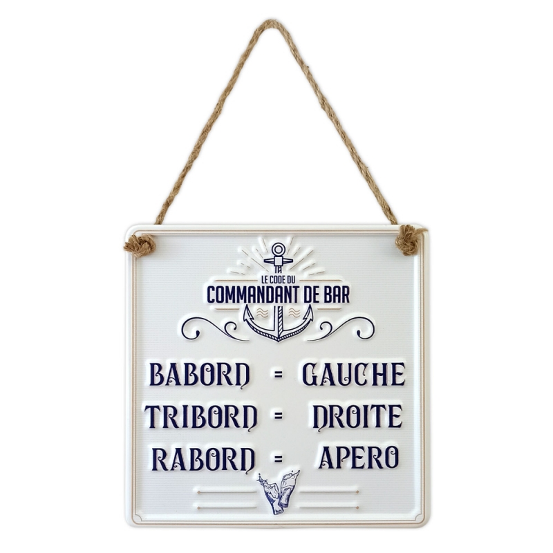 Plaque Metal "Commandant De Bar"