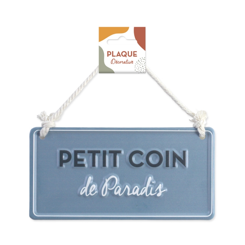 Plaque Metal Relief "Coin De Paradis" 20x10cm