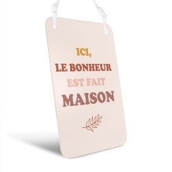 Plaque Metal "Bonheur fait Maison" 14x20cm