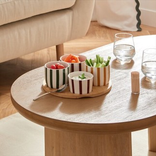 Service apéritif 4 pièces Chéri Cherry plateau bambou