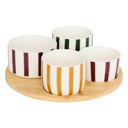 Service apéritif 4 pièces Chéri Cherry plateau bambou