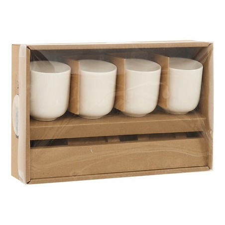 Coffret Elégance 4 tasses 10 cl et plateau acacia long 25 cm