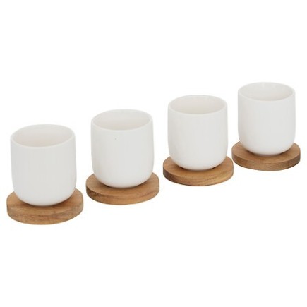 Coffret 4 tasses 10 cl et plateau