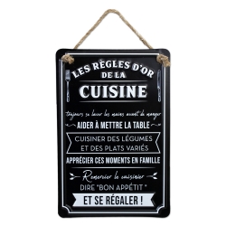 Plaque Metal "Regles de la Cuisine"