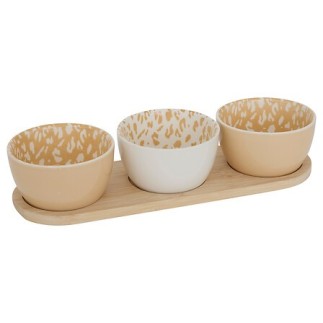 Service apéritif 4 pièces Leopardi plateau bambou