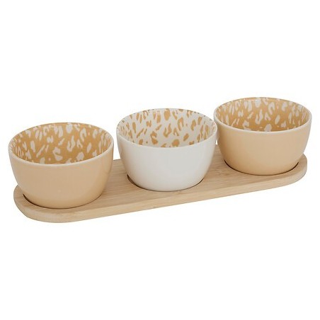 Service apéritif 4 pièces Leopardi plateau bambou
