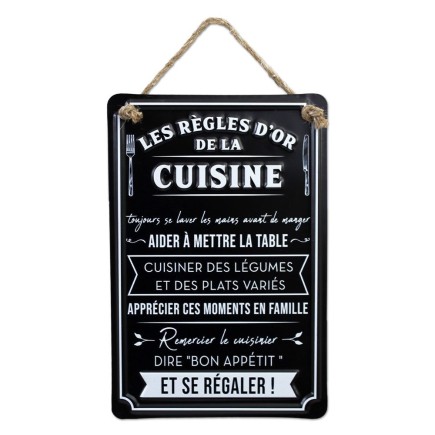 Plaque Les règles de la cuisine