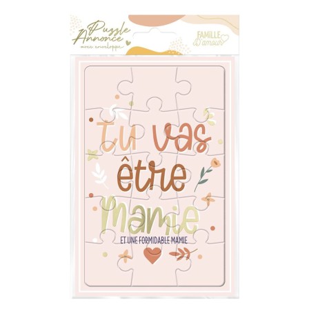 Carte Puzzle Annonce "Etre Mamie"
