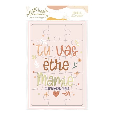 Carte Puzzle Annonce "Etre Mamie"