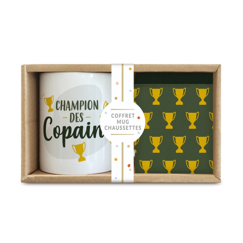 Coffret Mug Chaussettes "Champion Des Copains"