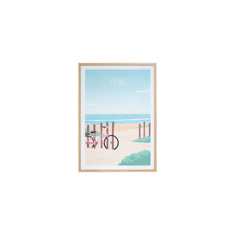 Affiche cadre Claude 50 x 70 cm plage vélo