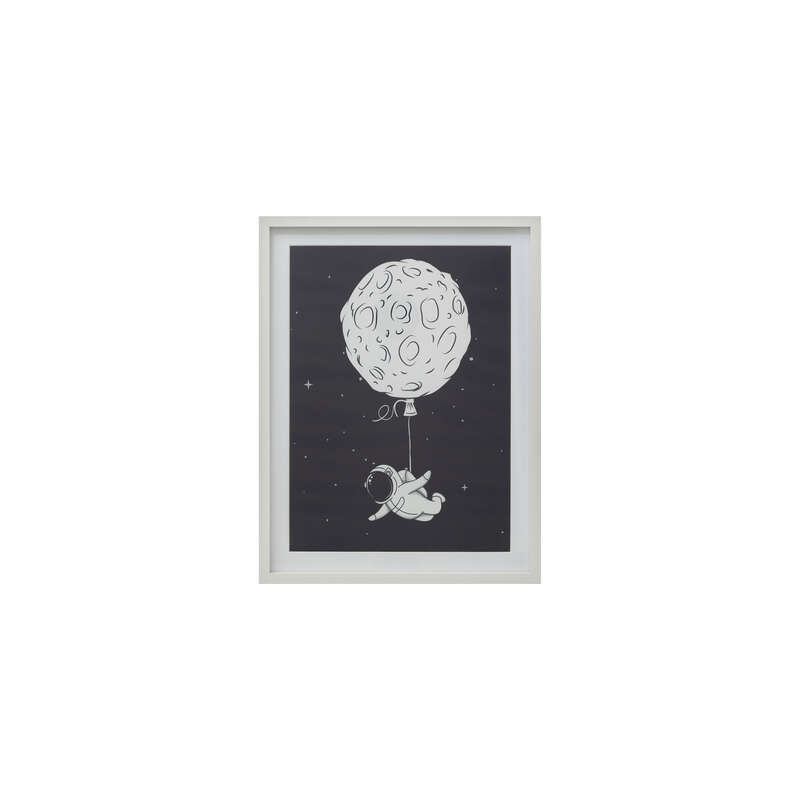 Toile imprimée encadrée lune et astronaute 30 x 40 cm