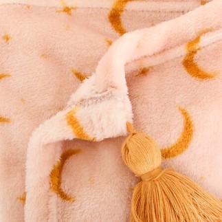 Plaid nomade lune flanelle rose