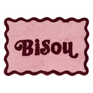 Tapis festons Cherry 90 x 60 cm coton tufté rose antidérapant