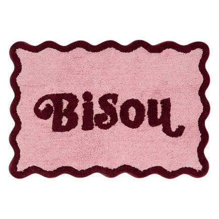 Tapis festons Cherry 90 x 60 cm coton tufté rose antidérapant