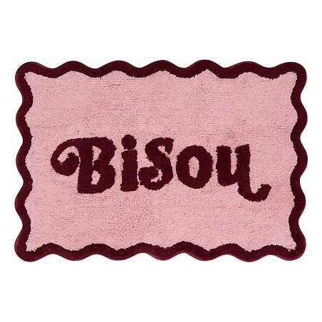 Tapis festons Cherry 90 x 60 cm coton tufté rose antidérapant