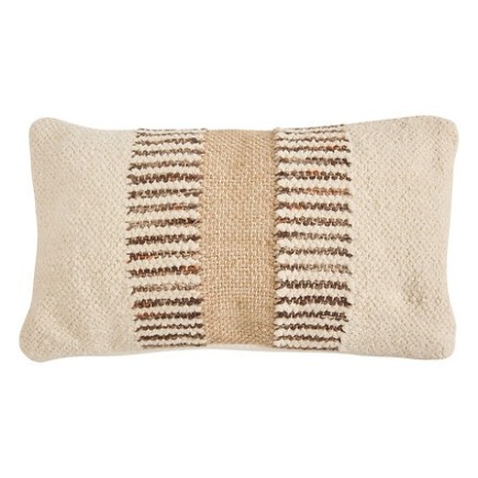 Coussin rayé Striscia 30 x 50 cm polyester jute ivoire