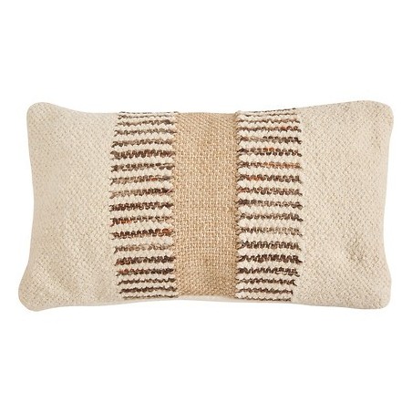 Coussin rayé Striscia 30 x 50 cm polyester jute ivoire