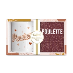 Coffret Mug/Chaussettes Paillettes Poulette