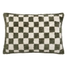 Coussin damier Family corner 38 x 58 cm tufte kaki