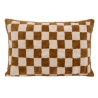 Coussin damier Family corner 38 x 58 cm tufte ocre