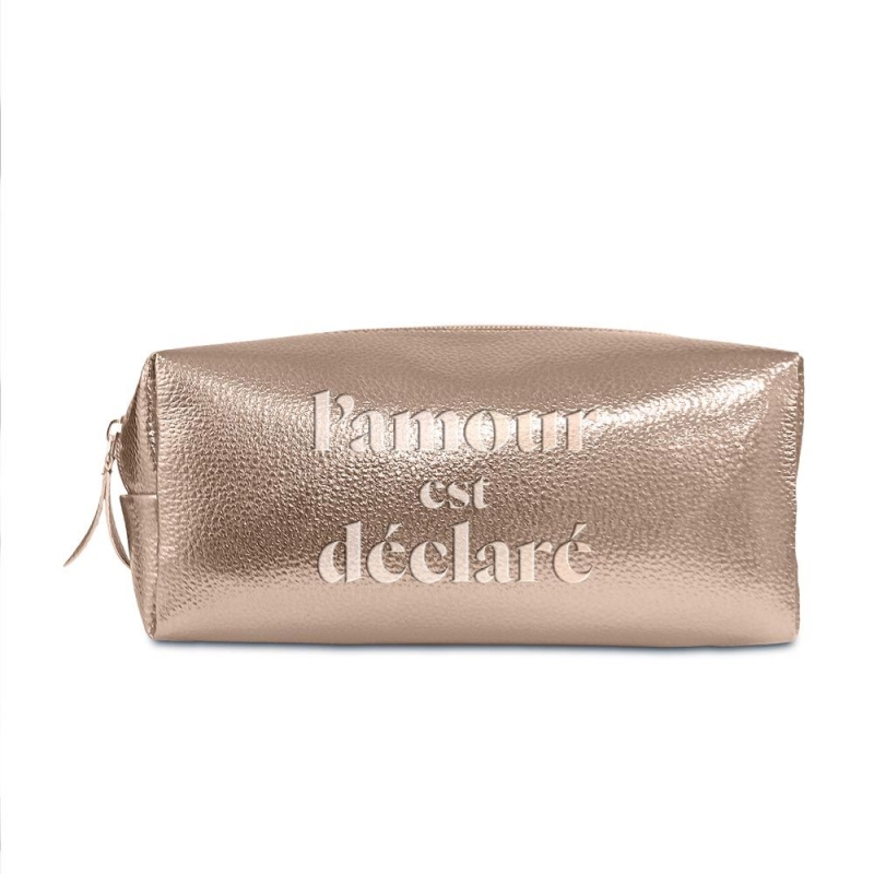 Trousse De Toilette L'AMOUR EST DECLARE Metal Rose Dore