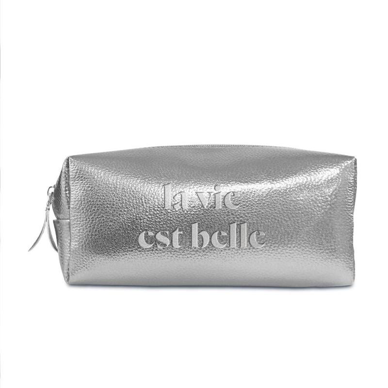 Trousse De Toilette LA VIE EST BELLE Metal Argent