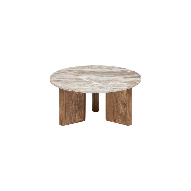 Table basse Coppa marbre et manguier beige