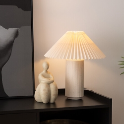 Lampe cylindre Talya haut 38 cm céramique blanc