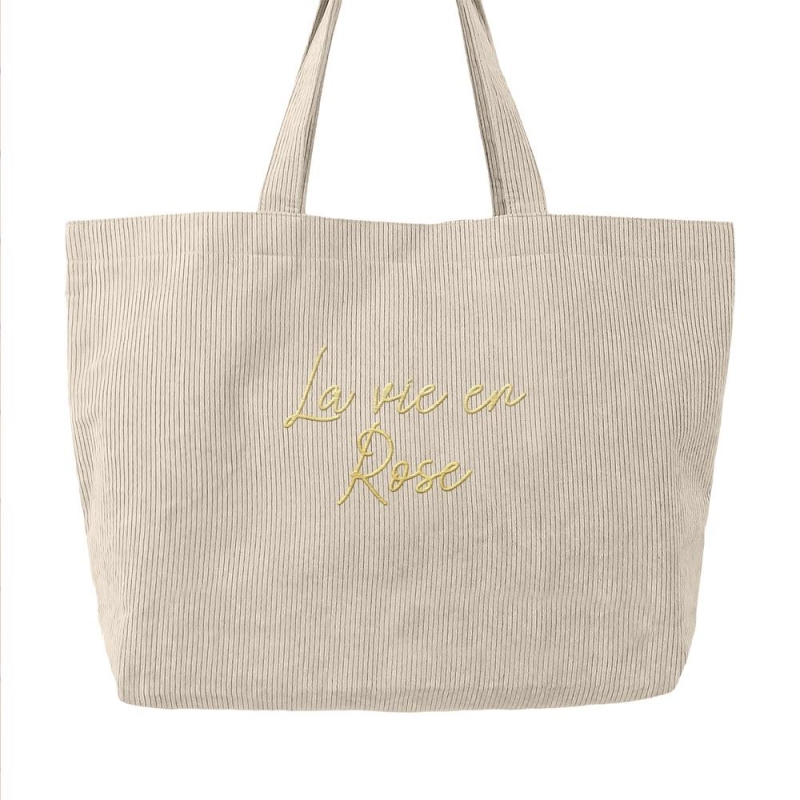 Sac Cabas Souple Velours Cotele La Vie En Rose