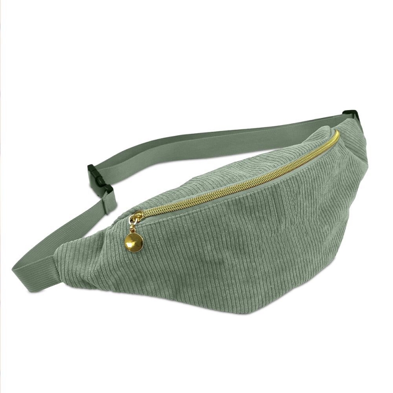 Sac Banane Velours Cotele Vert D Eau