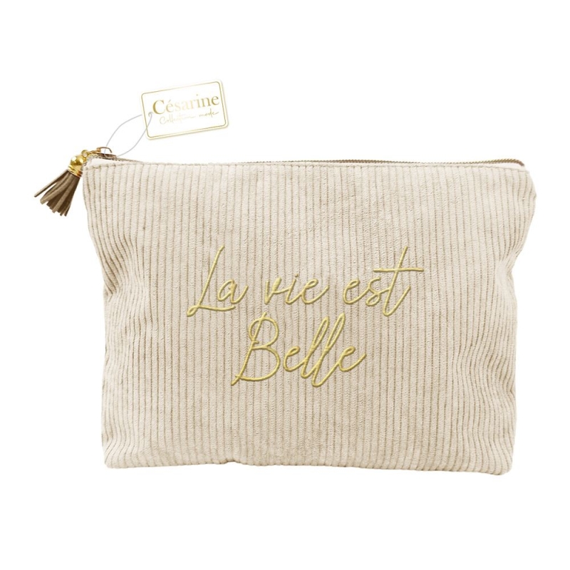 Pochette Velours Cotele La Vie Est Bell