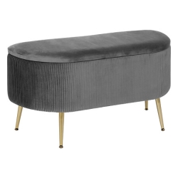 BANC COFFRE VELOURS SOLARO GRIS