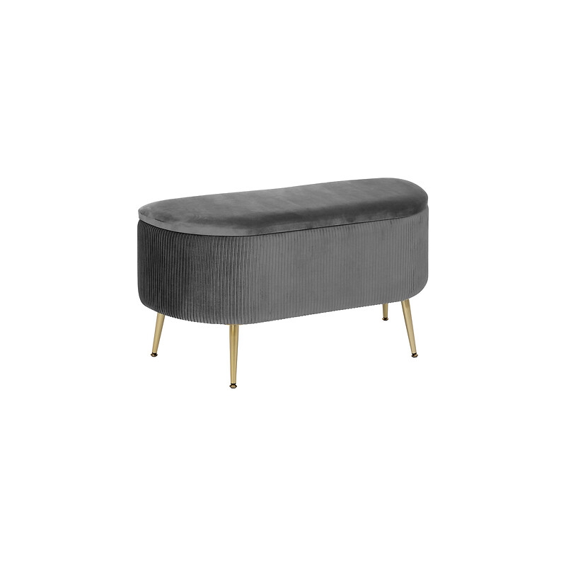 BANC COFFRE VELOURS SOLARO GRIS