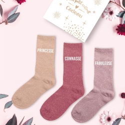 Coffret Trio Chaussettes Paillettes Princesse