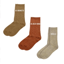 Coffret Trio Chaussettes Paillettes Brunette