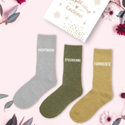 Coffret Trio Chaussettes Paillettes Aventuriere