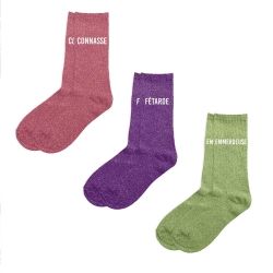 Coffret Trio Chaussettes Paillettes Connasse