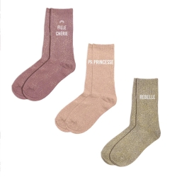 Coffret Trio Chaussettes Paillettes Fille Cherie