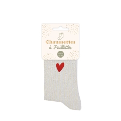 Chaussettes Paillette Courte Coeur