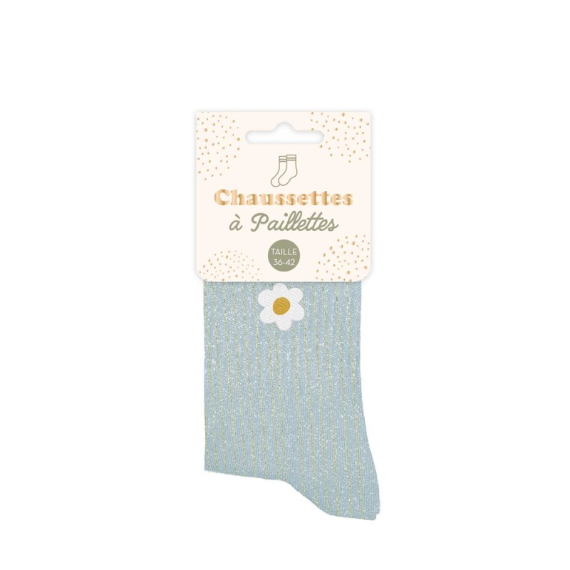 Chaussettes Paillette Courte Fleur