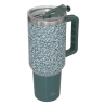 Mug isotherme 1,2 l inox fleuris bleu vert