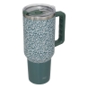 Mug isotherme 1,2 l inox fleuris bleu vert