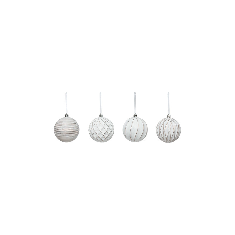 Lot de 4 boules effet céramique diam 8 cm plastique