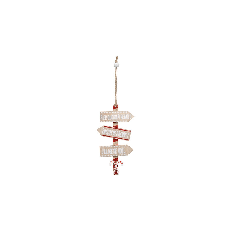 Sujet panneau 14 cm bois rouge blanc